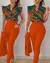 Conjunto de agasalho estampado floral feminino, top de manga plissada, calça co - loja online