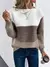 Elegante três cores retalhos camisola feminina diário commuter casual solto ju - Achei Ofertas