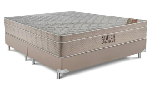 Cama Box Queen + Colchão Airtech Molas Ensacadas 158X198X61
