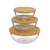 SET X3 BOWLS SAKURA DE VIDRIO CON BAMBOO - S M L