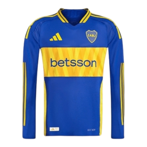 Camisa Boca Juniors I manga longa 24/25 - Torcedor Adidas Masculina - Azul com detalhes em amarelo