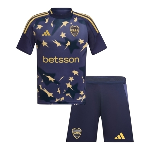Kit Infantil Boca Juniors III 25/26 - Adidas - Azul com detalhes em amarelo