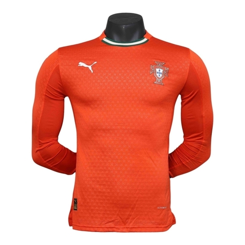 Camisa Seleção Portugal I 25/26 manga longa - Jogador Puma Masculina - Vermelha