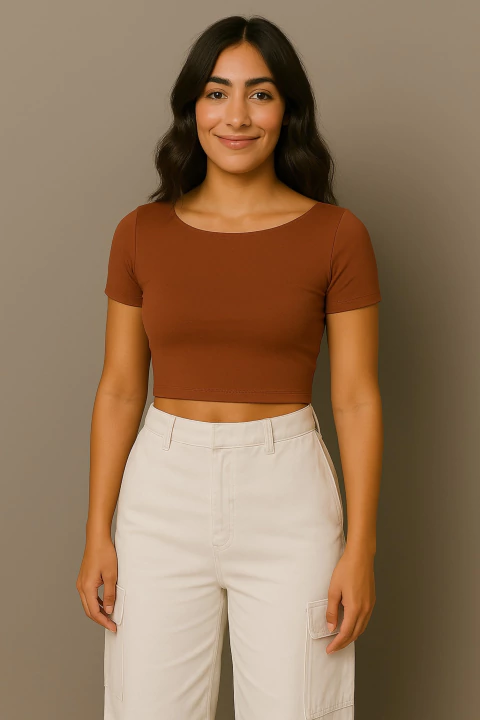 CROPPED ESSENCIAL TECH - DECOTE U NAS COSTAS - comprar online