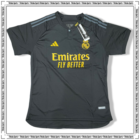 Camisa Real Madrid Third 23/24 - Torcedor Adidas Masculino - Preto e Amarelo - comprar online