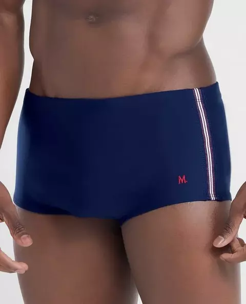Sunga Liso com Fita Lateral Azul Marinho