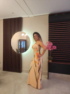 Vestido longo costa trançada Bela Laranja - comprar online
