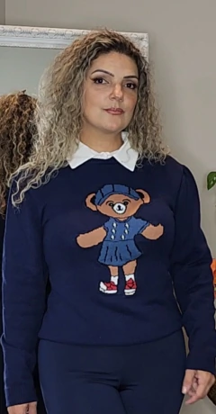 Blusa tricot urso - Marinho