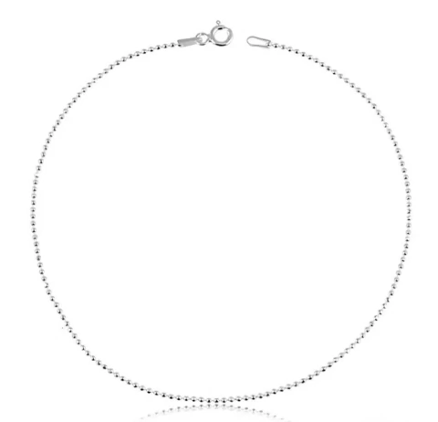 Tornozeleira de Prata 925 bolinhas sextavadas diamantafas