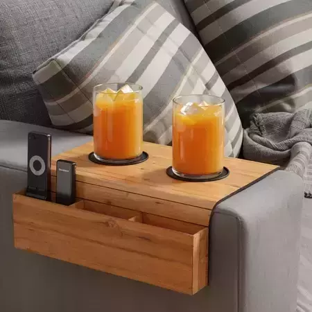 Kit 2 Esteiras Suporte Porta Copos e Controle para Braço de Sofá