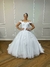 Imagem do Vestido de Noiva Princesa Ombro a Ombro com Renda 3D, Pérolas e Tule - Semi Novo