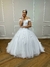 Vestido de Noiva Princesa Ombro a Ombro com Renda 3D, Pérolas e Tule - Semi Novo - comprar online