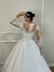 Vestido de Noiva Modelo Princesa com Transparência e Bordado - Semi Novo - Faggion Noiva