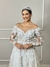 Vestido de Noiva Evasê Boho Chic Off White - Semi Novo - Faggion Noiva