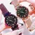Reloj mujer moda feminina céu estrelado relógios magnéticos fivela malha cint - loja online