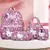 Conjunto de mochila Hello Kitty 4 peças – alças comandadas, fecho de correr,