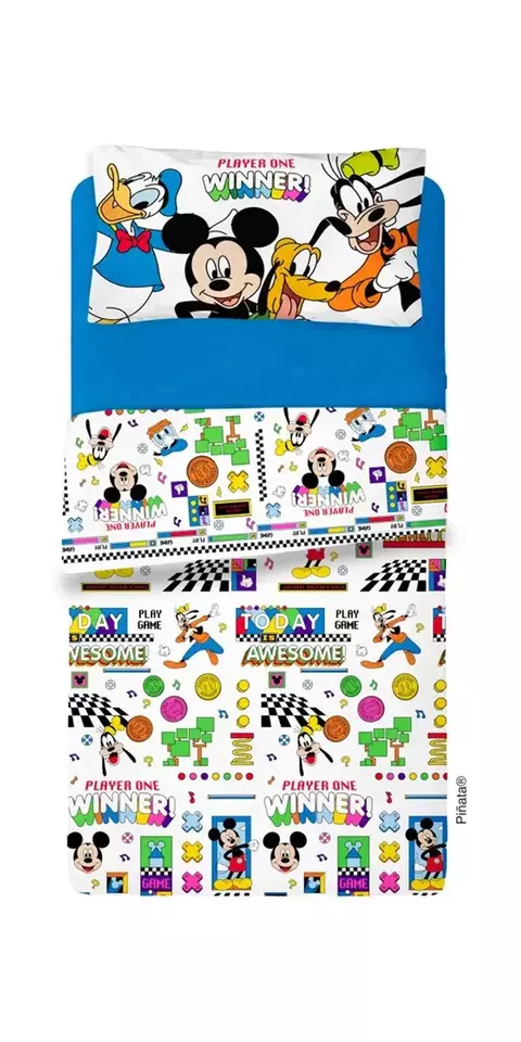 SABANAS PIÑATA JUEGO DE CAMA MICKEY SET 3 PIEZAS 1 Y 1/2 PLAZA