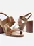 Sandália Couro Salto Bloco Tiras Largas - Marrom - Sapatos e Cia  Arezzo