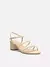 Sandália Off-White Salto Médio Bloco Tiras Fivela