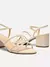 Sandália Off-White Salto Médio Bloco Tiras Fivela - comprar online