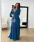 Elegante vestido longo feminino com mangas babados oco para fora vestidos de noi - Felicios MS