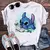 camiseta branca topos adorável lilo ponto feminino camisa