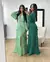 Elegante vestido longo feminino com mangas babados oco para fora vestidos de noi - loja online