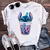 camiseta branca topos adorável lilo ponto feminino camisa na internet