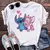 camiseta branca topos adorável lilo ponto feminino camisa