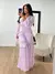 Elegante vestido longo feminino com mangas babados oco para fora vestidos de noi - Felicios MS