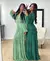 Elegante vestido longo feminino com mangas babados oco para fora vestidos de noi - comprar online
