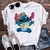 camiseta branca topos adorável lilo ponto feminino camisa