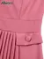Mlaiscsr elegante rosa a linha vestidos femininos com decote em v 3/4 manga plis - Felicios MS