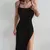 Sexy preto longo bodycon vestido feminino verão sem mangas blackless halter pes