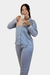 PIJAMA AMERICANO CALÇA MANGA LONGA LISO - CINZA