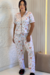 PIJAMA AMERICANO FEMININO CALÇA MANGA CURTA FLORAL SUAVE na internet