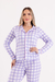 PIJAMA AMERICANO FEMININO CALÇA E MANGA LONGA - XADREZ LILAS