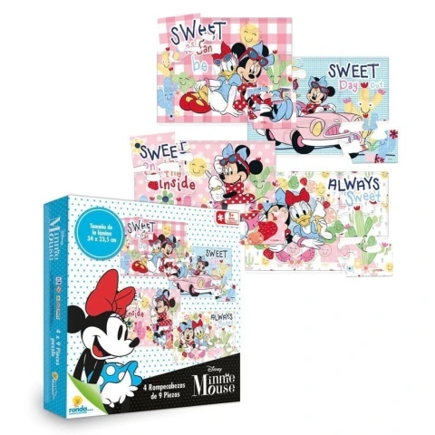 Rompecabezas 4 X 9 Piezas Minnie Mouse