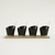 SET X4 COPETINEROS DE PORCELANA, BASE DE BAMBÚ Y CUCHARAS