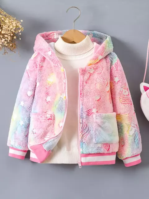 Casaco Kid premium - Outono e inverno - unicórnio - brilho no escuro