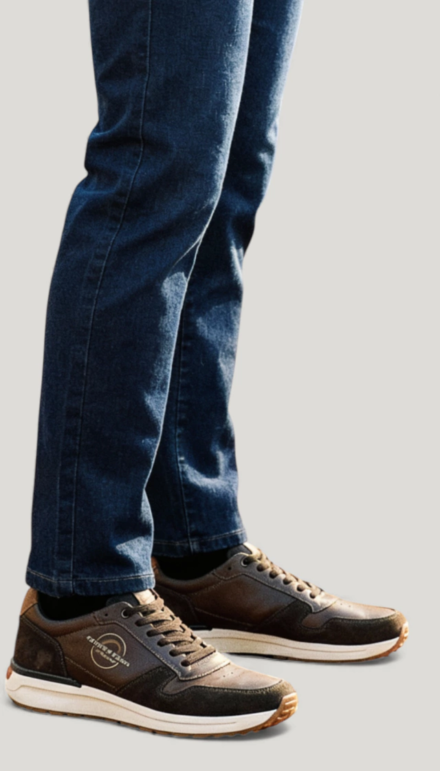 Zapatilla Hombre Pegada 110704 Detalles En Gamuza Cordones Elásticos — imagen 4