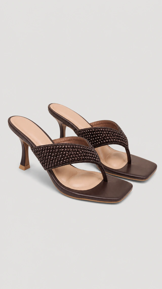 Zueco Vizzano Mujer Chocolate y Negro/Negro Taco Alto 8 cm 6536-121-31906