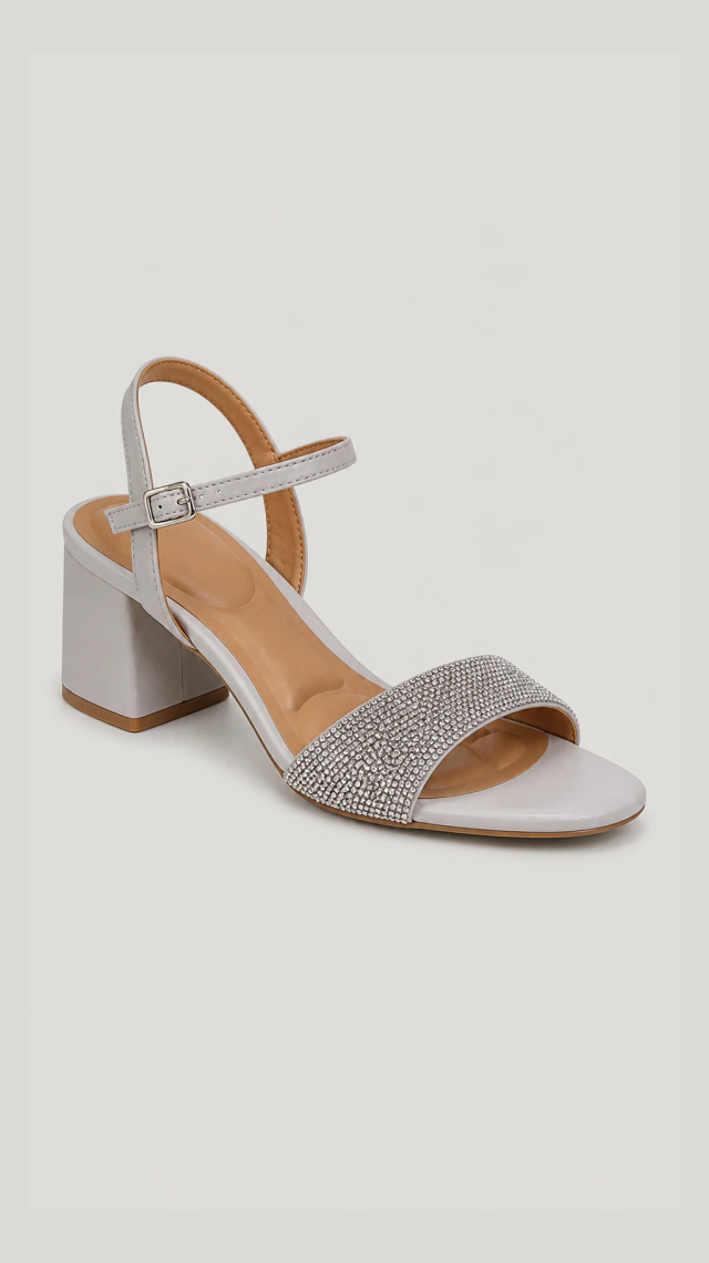Sandalia Vizzano Mujer Gris Cristal y Negro Diamante Taco 5 cm Brillo 6291-1722-31951 — imagen 3