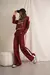 Pantalon ancho con franja combinada y pinzas (punto yoga) - - comprar online