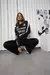 Imagen de Pantalon ancho con franja combinada y pinzas (punto yoga) -