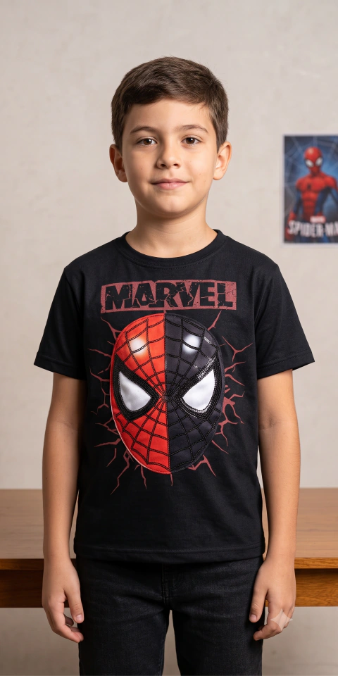Camiseta LED Homem-Aranha Infantil Kids | LED Interativo que Pisca ao Tocar