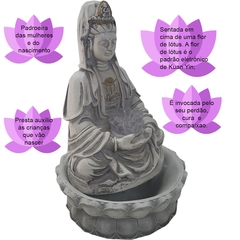 Fonte De Água Kuan Yin Flor Lótus Com Bola Giratória Led 01039 na internet