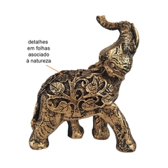 Estatueta Elefante Folhas Bibelô 14025