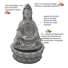 Fonte De Água Kuan Yin Flor Lótus Com Bola Giratória Led 01039 - Fraternidade PAX