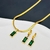 JUEGO CADENA + ARETES VERDE ESMERALDA